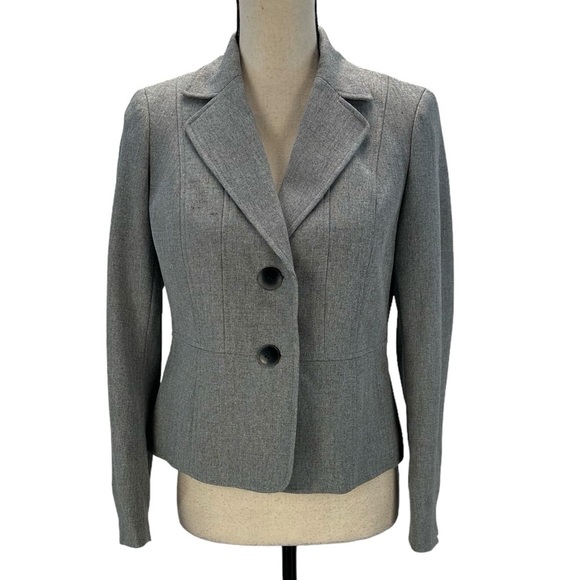 Kasper Long Sleeve 2-Button Blazer Suit Jacket - Grey / Black - size 4P - Picture 1 of 10